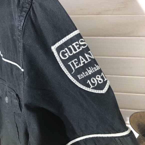 Guess Jeans Black Button Down Y2K Shirt Large - Picture 5 of 6
